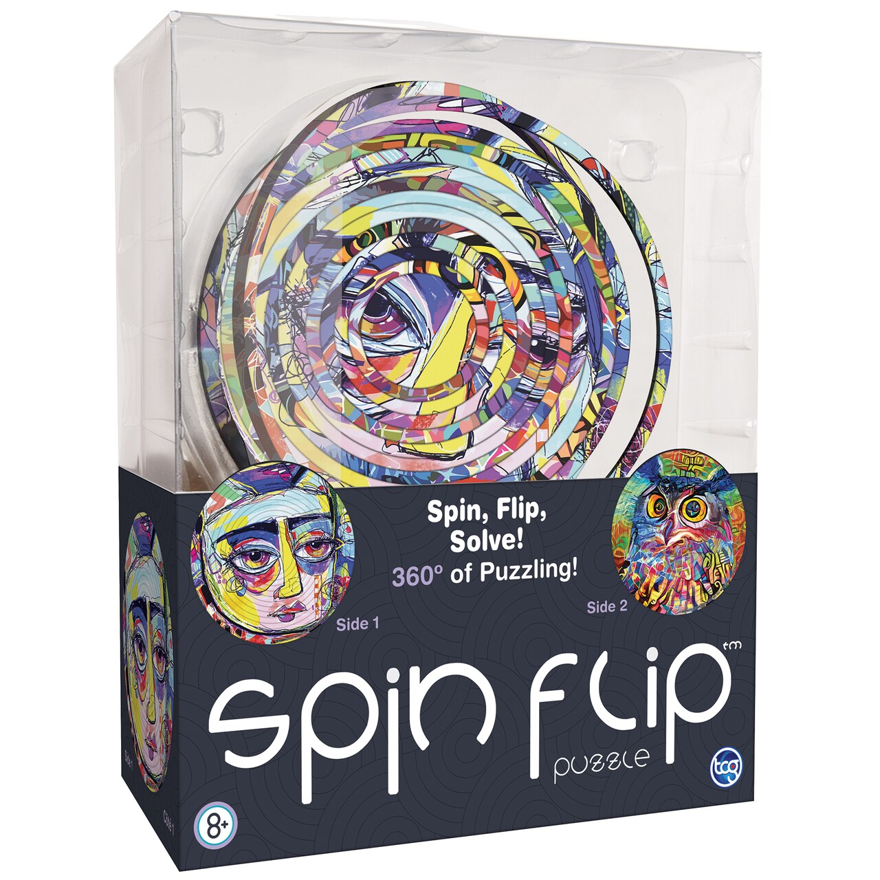 Spin Flip Puzzle: Abstract 2L- 14 Rings - 2-In-1: Double-Sided Puzzle, Spin-Flip-Solve, 360 Degress Of Puzzling, Fidget Toy, Adults & Kids 8+